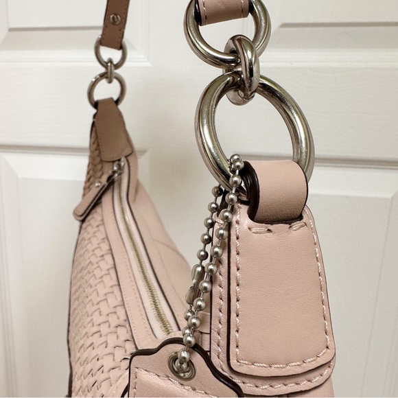 Coach Kristin Woven Leather Hobo Shoulder Bag Tuberose Pink - Picture 8 of 12